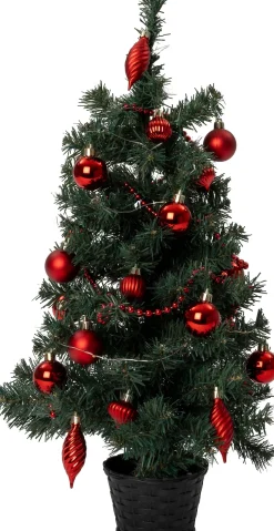 Intratuin mini kunstkerstboom Lawton kerstbal rood met 20 lampjes extra warm D 32 H 60 cm