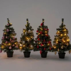 Intratuin mini kunstkerstboom Lawton kerstbal rood met 20 lampjes extra warm D 32 H 60 cm