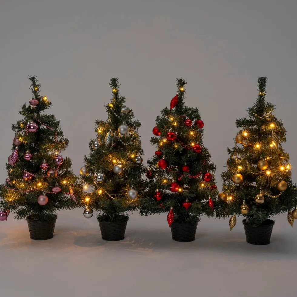 Intratuin mini kunstkerstboom Lawton kerstbal zilver met 20 lampjes extra warm D 32 H 60 cm