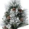 Intratuin mini kunstkerstboom Tamaki besneeuwd dennenappels op jute voet D 30 H 45 cm