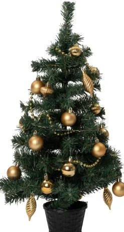 Intratuin mini kunstkerstboom Lawton kerstbal goud met 20 lampjes extra warm D 32 H 60 cm