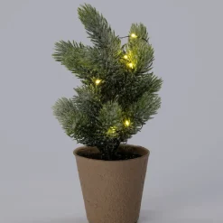 Intratuin mini kunstkerstboom Kraft met 10 lampjes warm wit D 9 H 24 cm