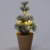 Intratuin mini kunstkerstboom Kraft besneeuwd met 10 lampjes warm wit D 12 H 22 cm