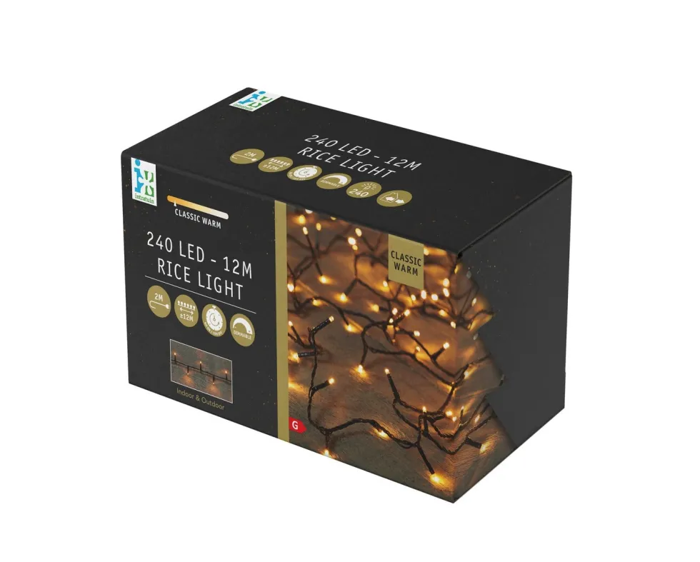 Intratuin miniverlichting zwart met 240 lampjes classic warm 12 m