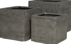 Intratuin plantenbak Lijnen grijs 44 x 44 x 43 cm