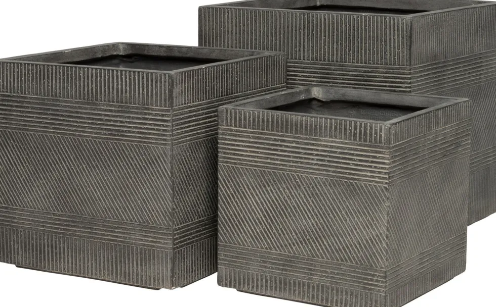 Intratuin plantenbak Lijnen grijs 44 x 44 x 43 cm