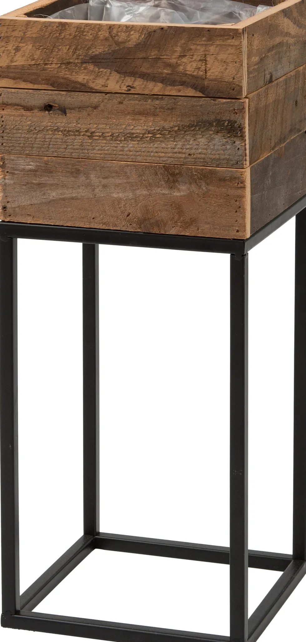 Intratuin plantenbak Miles op voet zwart / naturel 22 x 22 x 54 cm
