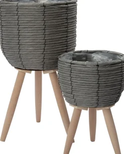 Intratuin plantenmand op poten Shaniel grijs D 30 H 60 cm