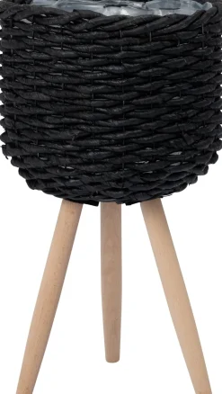 Intratuin plantenmand op poten saar zwart D 29 H 58 cm
