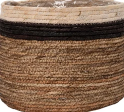 Intratuin plantenmand Pipa naturel / zwart / bruin D 18 H 18 cm