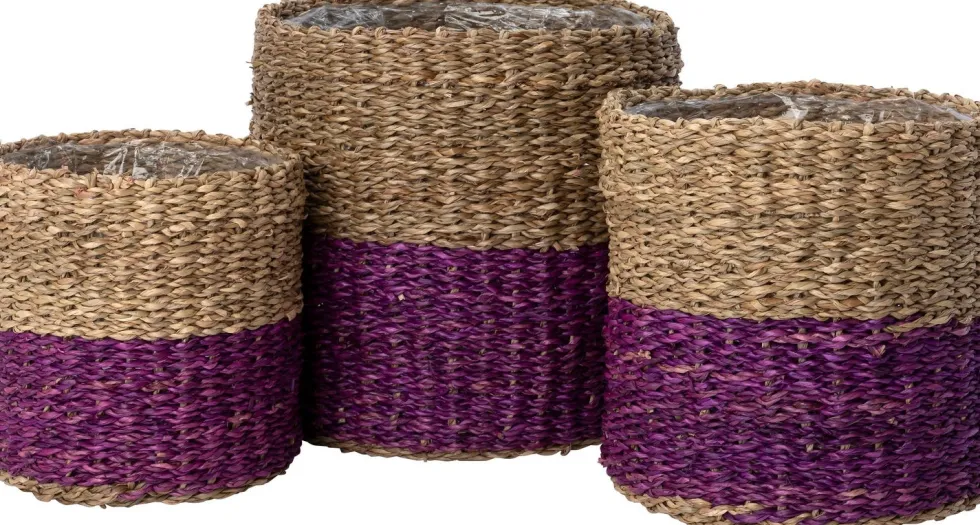 Intratuin plantenmand Ruben duotoon naturel / paars D 20 H 22 cm