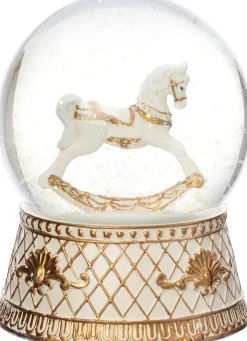 Intratuin sneeuwbol hobbelpaard wit / goud D 10 H 14 cm