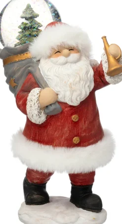 Intratuin sneeuwbol kerstman rood / wit 10,5 x 13 x 21,5 cm