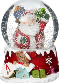 Intratuin sneeuwbol Snoa kerstman zwaai rood D 4,5 H 6,5 cm