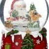 Intratuin sneeuwbol Snoa kerstman dieren rood met verlichting D 10,5 H 14 cm