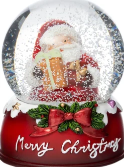 Intratuin sneeuwbol Snoa kerstman cadeau rood D 4,5 H 6,5 cm