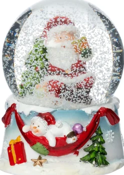 Intratuin sneeuwbol Snoa kerstman zittend rood D 7,5 H 8,5 cm