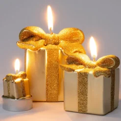 Intratuin stompkaars cadeau goud 15 uur 7,5 x 7,5 x 10 cm