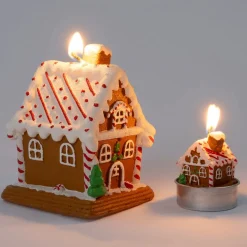 Intratuin stompkaars gemberkoek huis bruin / wit 10 uur 8,3 x 7,5 x 11 cm