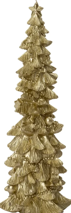 Intratuin stompkaars Kerstboom goud 12 uur D 12,5 H 30,5 cm
