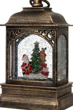 Intratuin tafellamp Ivar lantaarn met kerstboom zwart / goud 12,2 x 8,7 x 20,5 cm