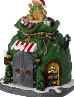 Intratuin Tampere kersthuisje kerstman in cadeauzak 18,6 x 16,6 x 22,5 cm