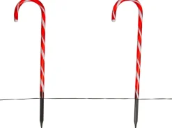 Intratuin tuinsteker zuurstok met timer rood/wit 13 x 2 x 53 cm 4 stuks