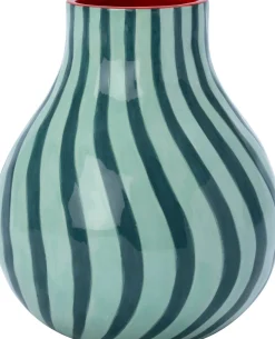 Intratuin vaas Broke groen / rood D 16,8 H 19,6 cm