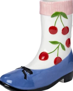 Intratuin vaas Cherri schoen wit / blauw 7 x 18 x 17 cm