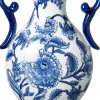 Intratuin vaas Cleve wit / blauw 19,5 x 12,5 x 31,5 cm