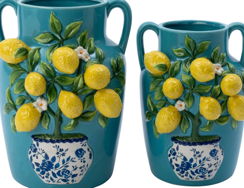 Intratuin vaas Disa blauw / geel D 23 H 30 cm