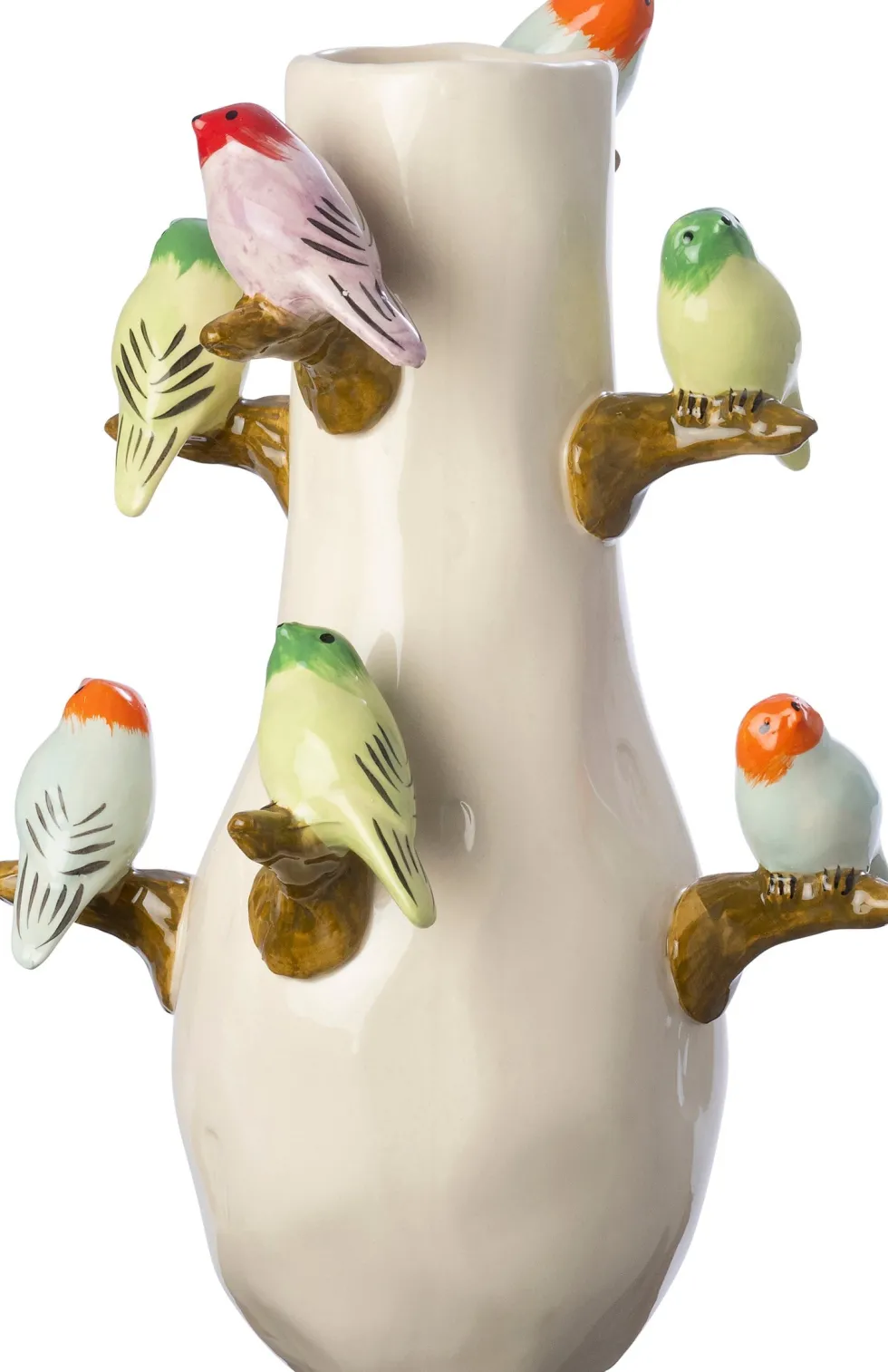 Intratuin vaas Fearn vogeltjes crème D 22 H 42 cm