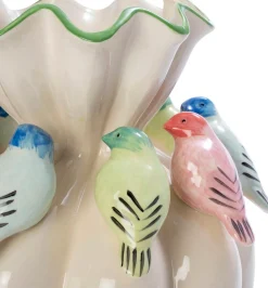 Intratuin vaas Fearn vogeltjes crème D 30 H 39 cm
