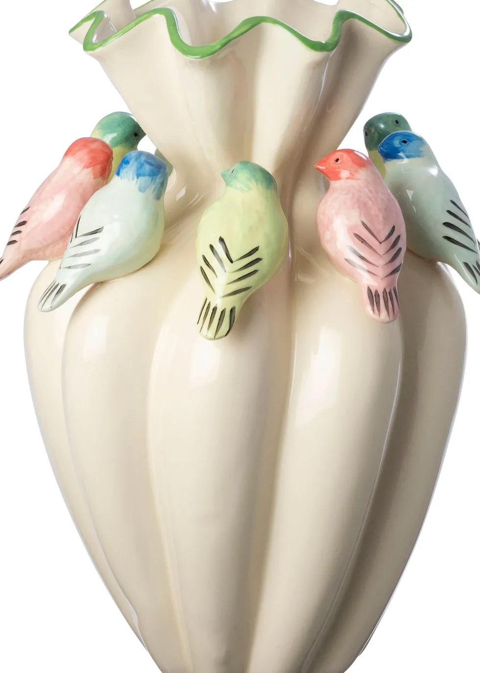 Intratuin vaas Fearn vogeltjes crème D 30 H 39 cm