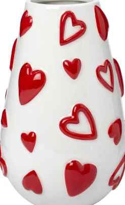 Intratuin vaas Hart wit / rood D 14 H 21 cm