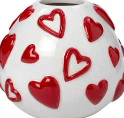 Intratuin vaas Hart wit / rood D 13 H 12 cm