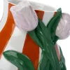 Intratuin vaas Lexi groen / oranje / wit 16,5 x 16,5 x 28,5 cm