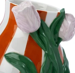 Intratuin vaas Lexi groen / oranje / wit 16,5 x 16,5 x 28,5 cm