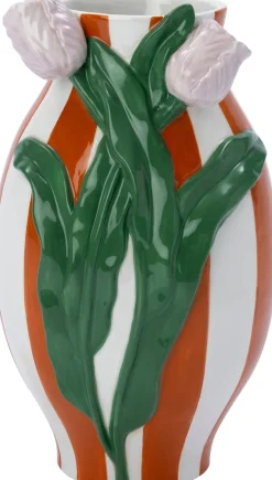 Intratuin vaas Lexi groen / oranje / wit 16,5 x 16,5 x 28,5 cm