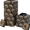 Intratuin vaas Lora zwart / beige 16 x 16 x 22 cm