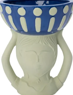 Intratuin vaas Rikka blauw / groen D 14 H 18 cm