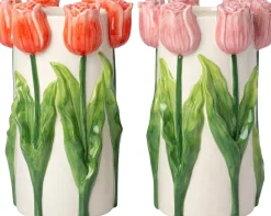 Intratuin vaas Tulip wit / rood / groen D 18 H 27,8 cm