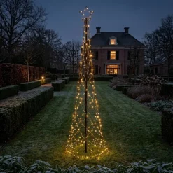 Intratuin vlaggenmast kerstboom met 480 lampjes warm wit H 3,2 m