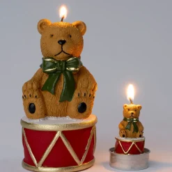 Intratuin waxinelicht beer bruin / rood 2 uur D 3 H 6 cm 6 stuks