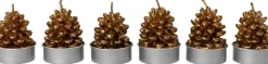 Intratuin waxinelicht Dennenappel koper 2 uur 3,7 x 3,7 x 4 cm 6 stuks