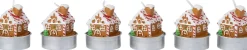 Intratuin waxinelicht huisje bruin / wit 2 uur D 3 H 6 cm 6 stuks