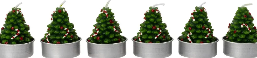Intratuin waxinelicht Kerstboom groen 2 uur 3,7 x 3,7 x 4 cm 6 stuks