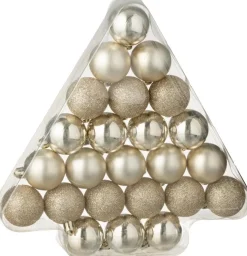 J-Line kerstbal beige D 4 cm 24 stuks