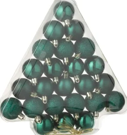J-Line kerstbal donkergroen D 4 cm 24 stuks