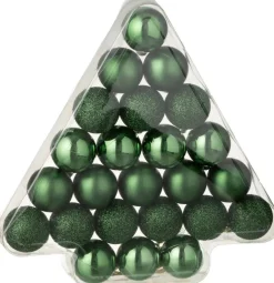 J-Line kerstbal groen D 4 cm 24 stuks